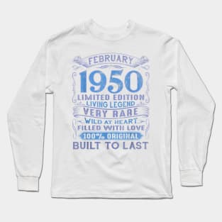 Vintage 70 Years Old February 1950 70th Birthday Gift Ideas Long Sleeve T-Shirt